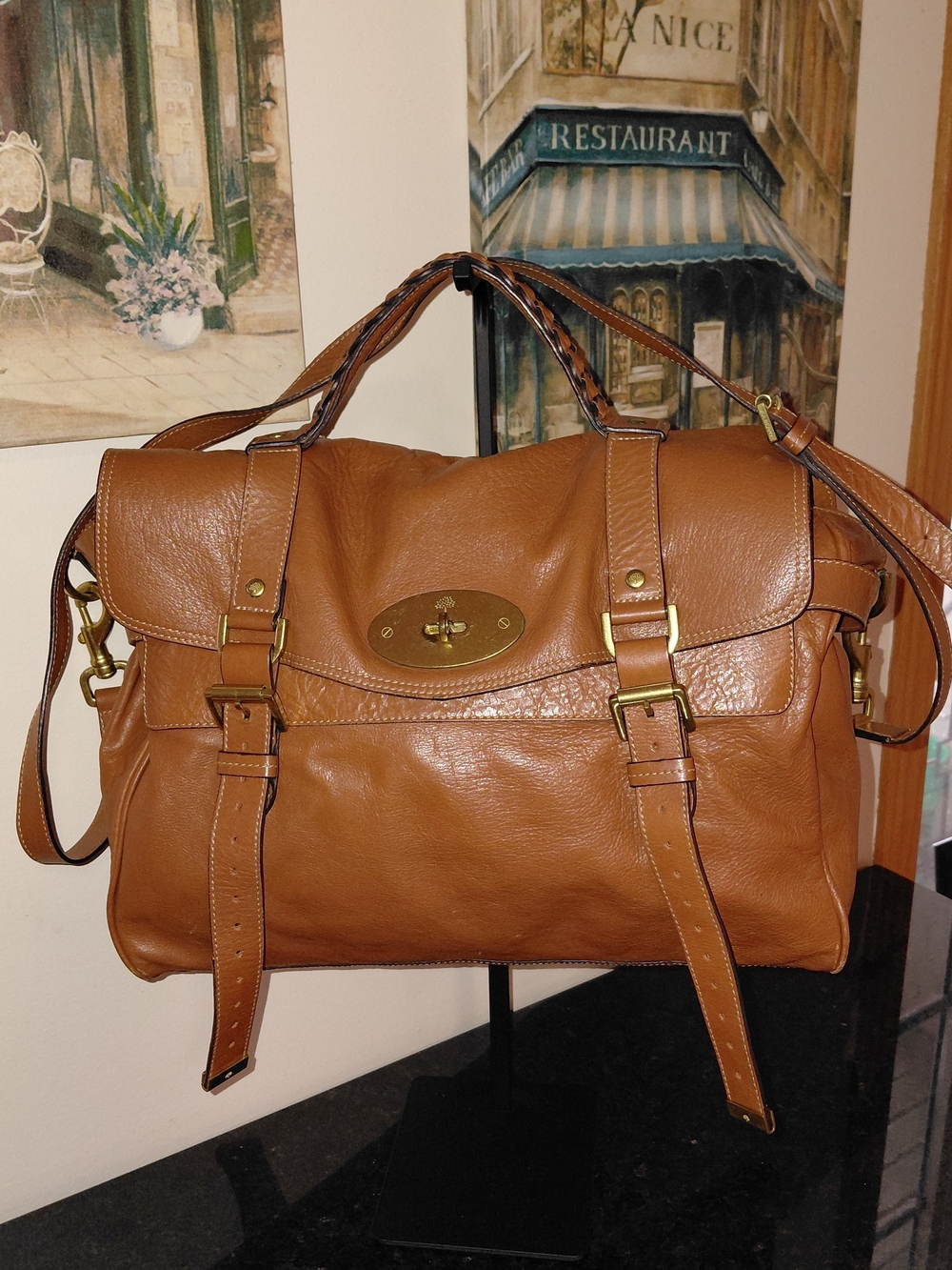 Mulberry Soft Buffalo Leather Alexa Satchel Crossbody Oak Tan VGC
